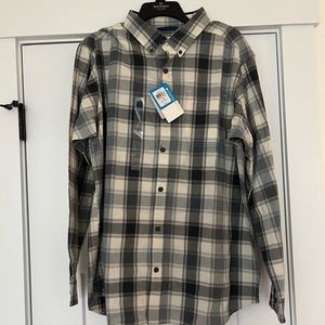 Mens NWT Columbia gray and white plaid shirt